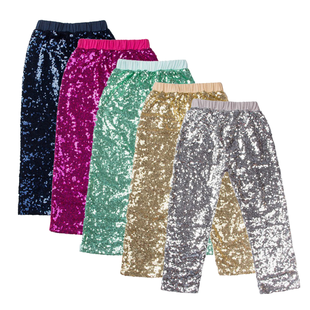 KYAIGUO Spring Fall Girls Sequin Warm Pants Soft Loose Fit Bottom Comfortable Casual Bottoms for Toddler Kids 0-8Y